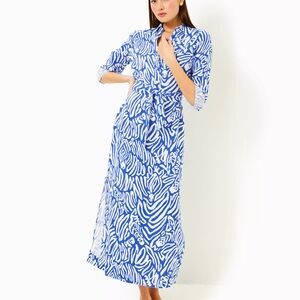 Lilly Pulitzer linen Blue and White Patterned Dress